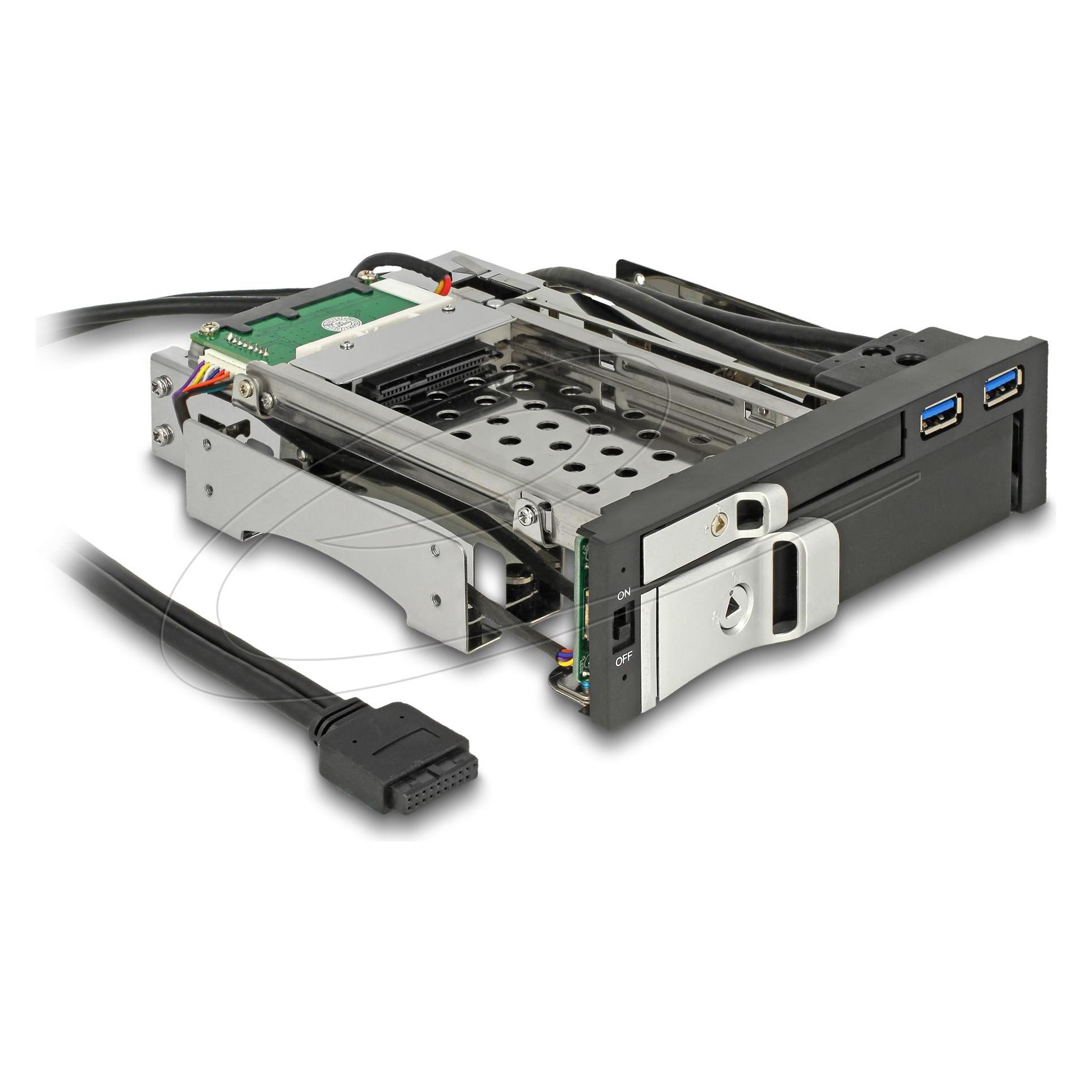 Delock 5.25-Einbaurahmen 1x3.5, 1x2.5, 2xUSB3 Ports, Hot-Swap (47209)