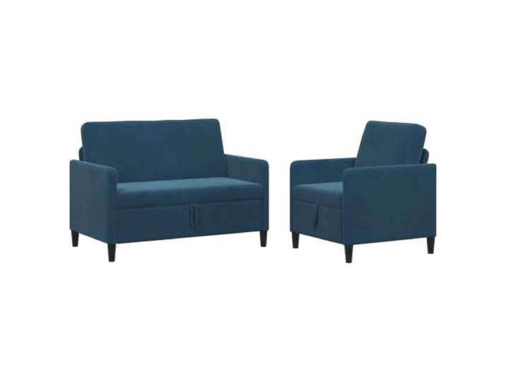 Coespram Sofa Set 2-Teilig mit Stauraum Polstermöbel Blau Praktische Couchgarnitur fürs Wohnzimmer mit Klappsitz, robustem Metallgestell sowie abnehmbarem Bezug.
