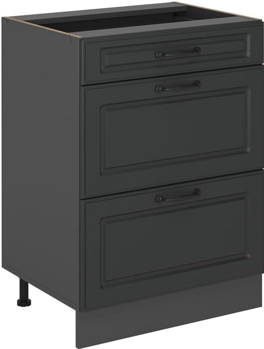 Keukenonderkast met lades - Antraciet Country Style - 60 cm