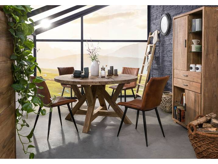 Esstisch rund Teak 120x120x78 natur unbehandelt BASSANO #180