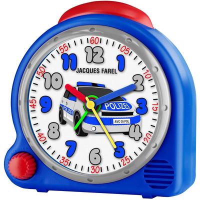 Kinderwecker JACQUES FAREL "Polizeitauto, AVC 05POL", blau, Wecker, Kinder, Uhr Kinder-Wecker Wecker, Quarzwecker, mit Polizeimotiv, ideal auch als Geschenk