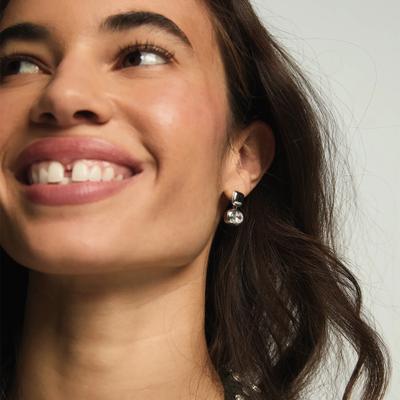 Lucky Brand Double Stone Drop Earring - Women's Ladies Accessories Jewelry Earrings in Silver, Size OneSize