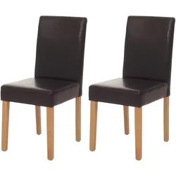 2er-Set Esszimmerstuhl Stuhl Küchenstuhl Littau ~ Kunstleder, braun, helle Beine
