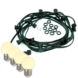 SATISFIRE Illu- Party Garten Außenlichterkette 5x E27 warmweiße LED Kugellampen 5m