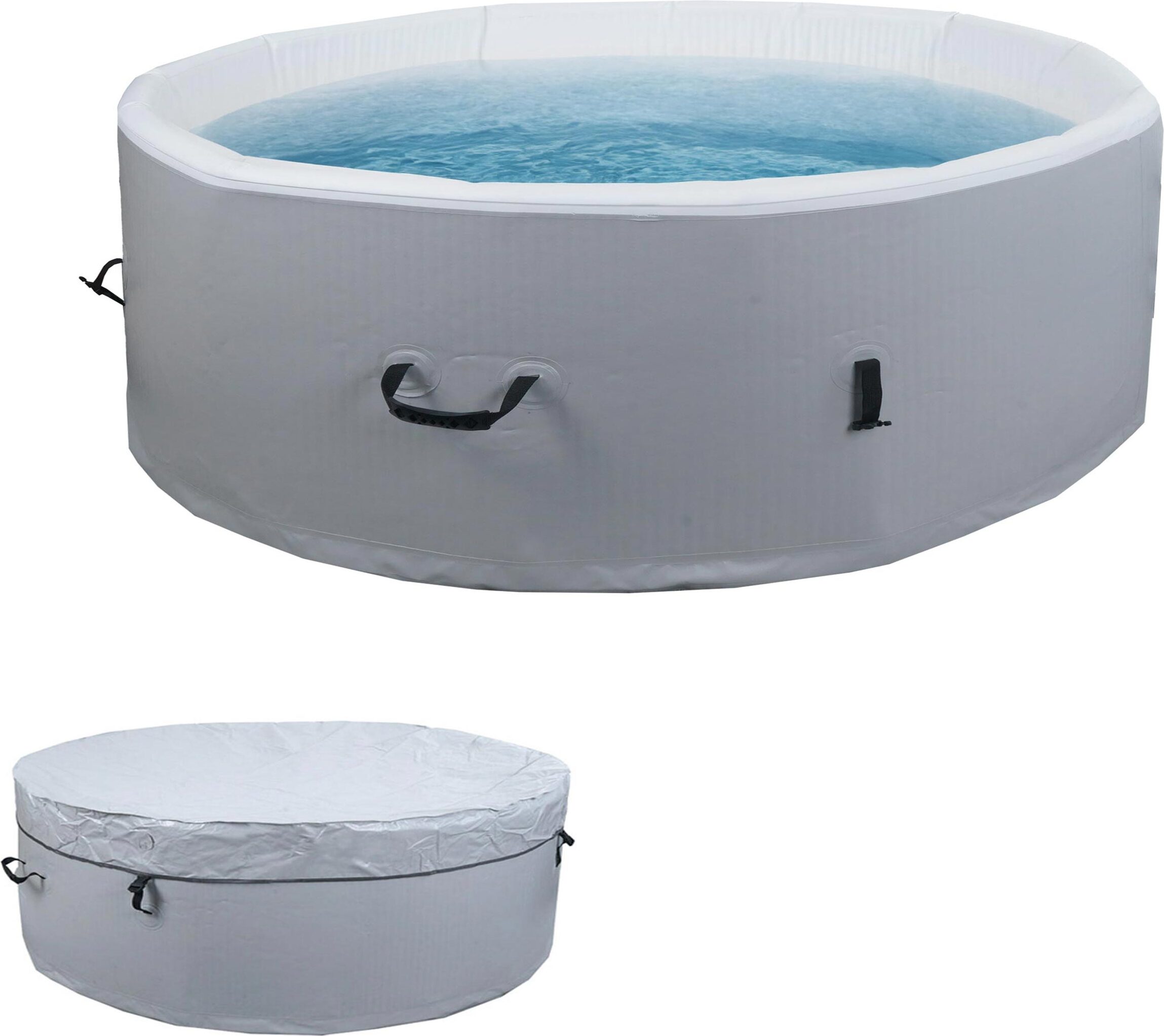 Whirlpool HWC-N97, Ersatz-Pool 5 Personen, In-/Outdoor aufblasbar Dropstitch-Gewebe, rund Ø180cm grau-weiß