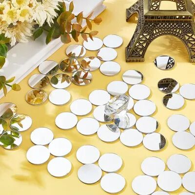 Inspire Daily Merch Acrylic Mirror Wall Stickers Circle Square Heart Shaped Wedding Decor Bedroom Art Wall Decals Home Decoration silver Round