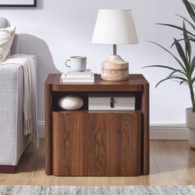 ACCOHOHO Modern Nightstand with Charging Station, Wood End Table for Bedroom