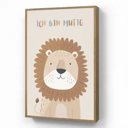 WANDLEUCHTE MIT AKKU Löwe - Beige - Tier - Mutig - Zitat Farbwechsel 70x100 cm Wandlampe