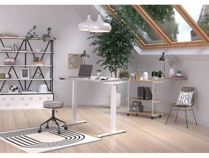 Bureau réglable en hauteur Jet 140cm Gris/Cachemire/Blanc