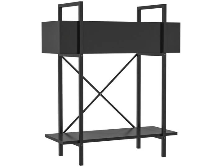 Étagère à plantes 2 niveaux métal noir 70 cm