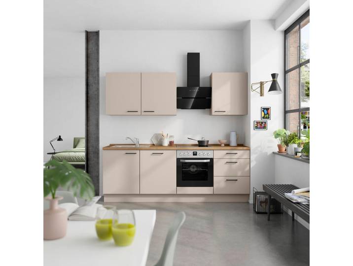Nobilia Küchenleerblock Easytouch, Eiche, Sand, 3 Schublade(n) Schubladen, nur wie online abgebildet bestellbar, 240 cm, Blauer Engel, Pefc, Goldenes M, Made in Germany, DGM-Klimapakt, seitenverkehrt erhältlich, vormontierter Korpus, Küchen, Küchenzeilen & Küchenblöcke, Küchenzeilen ohne Geräte