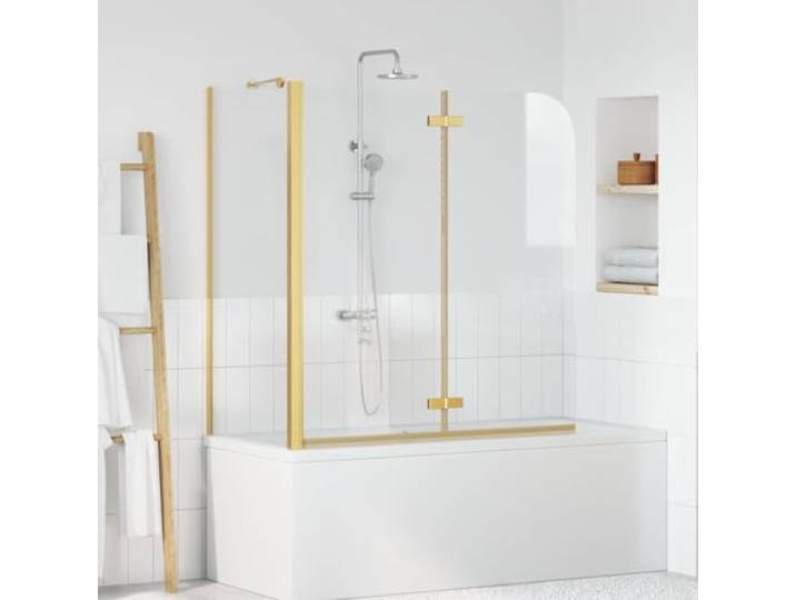 HGFDSAWE Duschwand Gold Duschabtrennung Glas Aluminium Badewannenaufsatz Einscheiben-Sicherheitsglas, Verstellbares Design, Spritzschutz für Badewannen