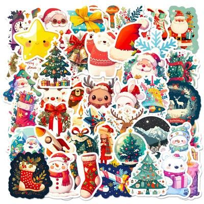 Uplift Picks Cute Christmas And New Year Cartoon Stickers Pack 50pcs Cute Christmas And New Year Cartoon Stickers Pack 50pcs