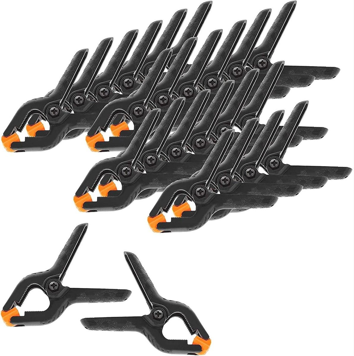 Veerklemmen Set - 24 Stuks Kunststof Clips - Zwart Oranje