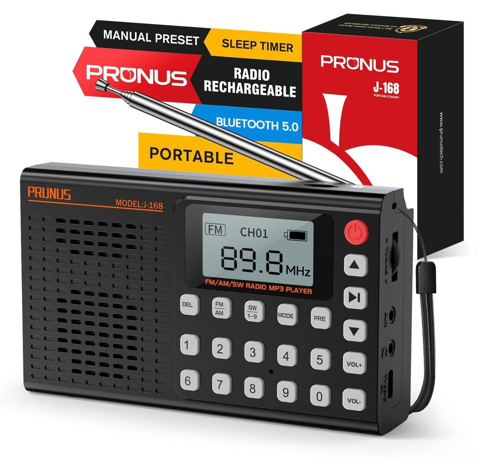 Lustrens Kleine Digitale Radio, Mini Draagbare Oplaadbare Radio met 2000 mAh Batterij en 99 Voorinstellingen