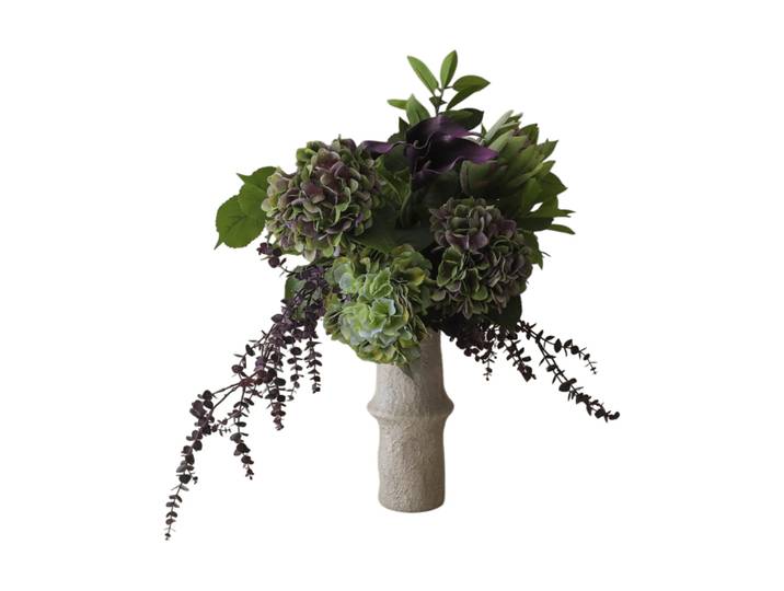 Botané Aubergine Bloom Kunstblumenstrauß Calla-Hortensie-Königsprotea, 106 cm, 12 St.