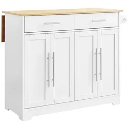 SoBuy Kücheninsel mit 2 Schubladen Weiß 107x44x91cm Nordisch