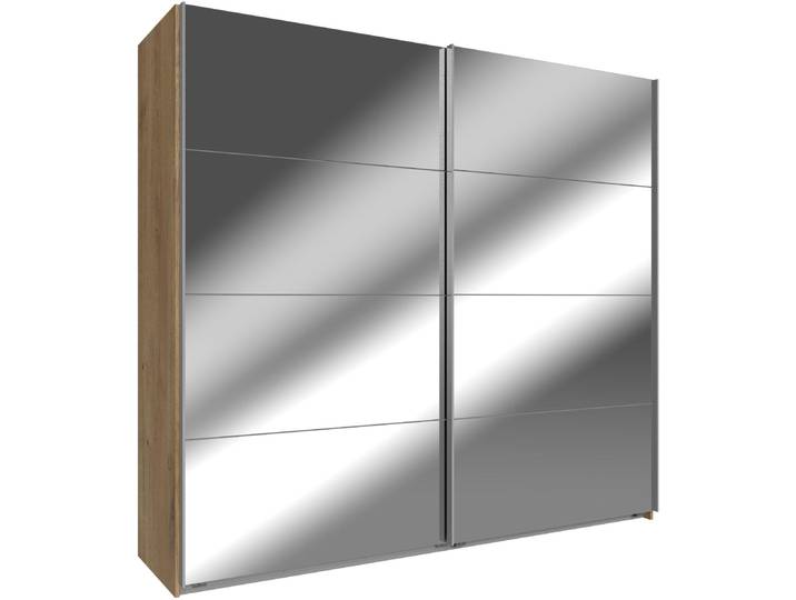 Schwebetürenschrank WIMEX Easy , braun (plankeneichefarben, spiegel), B:270cm H:210cm T:65cm, Schränke, Schwebetürenschrank, mit Vollspiegel
