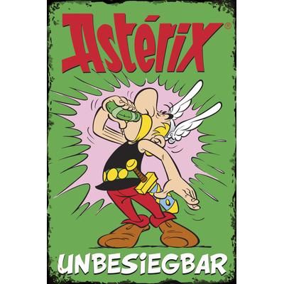 Metallbild LUCKYLINDE "Asterix Unbesiegbar", bunt (farbe bild(er): bunt), B:20cm H:30cm T:0,2cm, Stahl, Bilder, Stahlschild 20x30 cm Wanddeko Bild zum Film "Kampf der Häuptlinge"