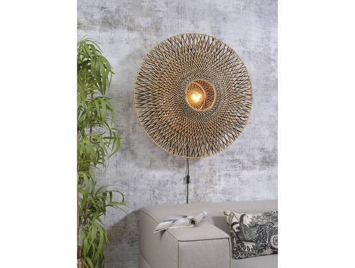 Applique murale Bali Ø 87cm Beige/Marron/Noir Matériau : Bois massif Surface en bois : Enduit Surface en métal : Laqué E27