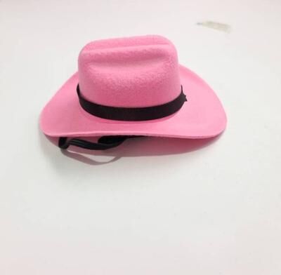 Fusion Finds Adjustable Pet Cowboy Hat For Dogs & Cats Funny Western Costume Headwear With Secure Fit pink ribbon