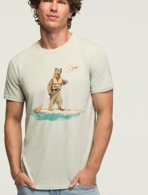 Lucky Brand Sup Bear Tee - Men's Clothing Tops Shirts Tee Graphic T Shirts in Puritan Gray, Size L