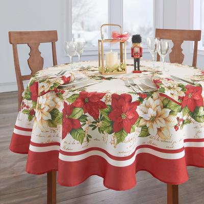 Threadmade Red and White Poinsettia Tablecloth