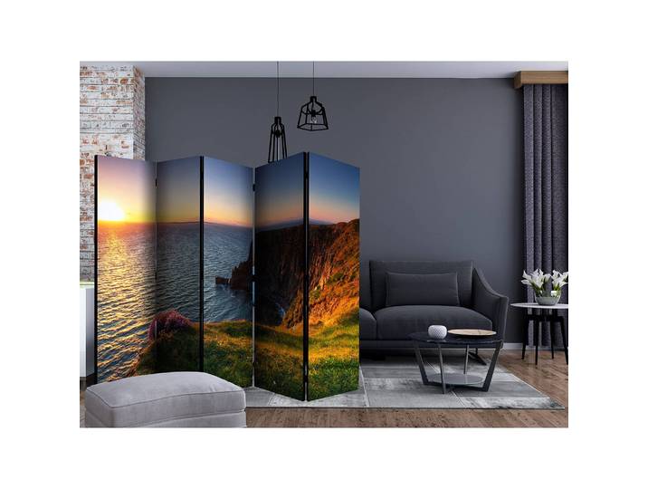 Paravent Sunset Cliffs of Moher Ireland Fleece Multicolor 225 x 172 x 3cm