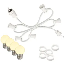 Illu- Party Lichterkette Außenlichterkette 20m weiß 20 warmweiße LED Kugellampen