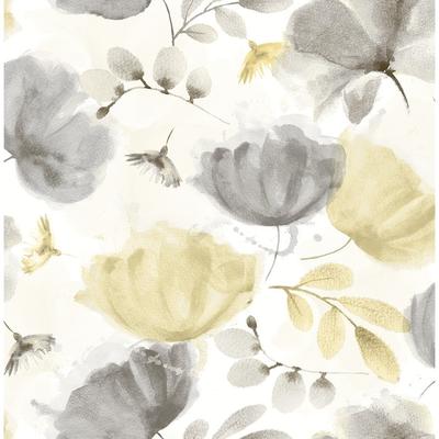 Brewster Zahra Grey Floral Wallpaper - 20.5in x 396in x 0.025in
