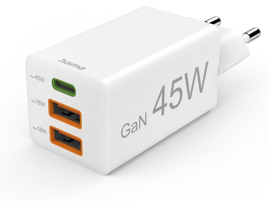 Hama GaN-laadadapter 00201995, 45 Watt, wit