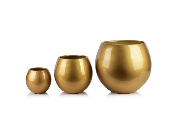 Mondex Blumentopf Neva 3er Set Gold 42.5/42.5/39 cm Keramik, Goldfarben, 42.5x39x42.5 cm, Dekoration, Blumen & Blumentöpfe, Übertöpfe