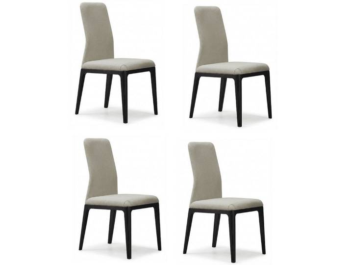 JVmoebel Sitzgruppe Designer Esszimmerstühle 4er Set Beige Massivholz Gestell Dunkel, (4-tlg., 4er-Set)