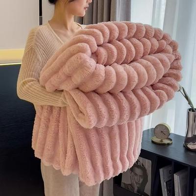 Inspired Finds CozyStripes Thickened Multifunctional Throw Blanket pink 70.87x78.74in (about 2.65 Lbs)
