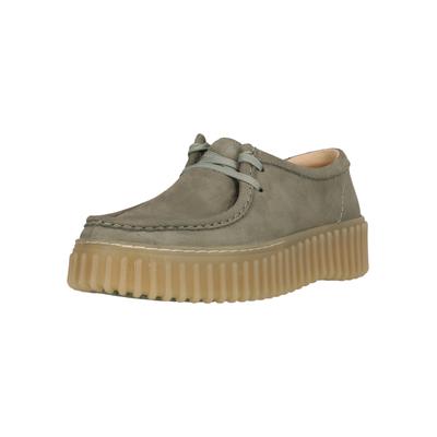 Schnürschuh CLARKS "Torhill Bee", Damen, Gr. 41, Kunstfaser, grün, Leder, Schuhe Schnürschuh, mit kultiger gerippter Sohle