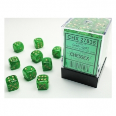 Chessex Würfel - 12mm - Vortex Green/gold (Würfelset 36 x W6) 292686