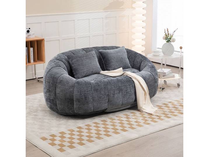 Canapé bean bag Canapé paresseux Chaise longue - Chenille grise intérieur extérieur