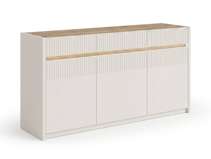 Bahut 3 portes Oak squere Chene/sable - Basika