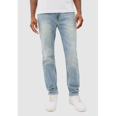 Slim-fit-Jeans TRUE RELIGION "ROCCO SN NO FLAP", Herren, Gr. 32, Länge 32, blau (brilliant med wash), Denim/Jeans, Obermaterial: 98% Baumwolle, 2% Elasthan, slim fit lang, Jeans Slim-fit-Jeans, Baumwollmischung, slim fit