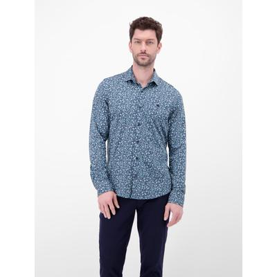 Langarmhemd LERROS "Jerseyhemd mit Haifischkragen", Herren, Gr. XXL, Normalgrößen, arctic blau, 100% Baumwolle, Hemden