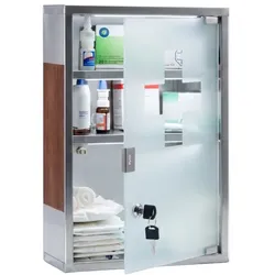 Relaxdays Medizinschrank EMERGENCY Edelstahl XL Braun,Silber,Transparent