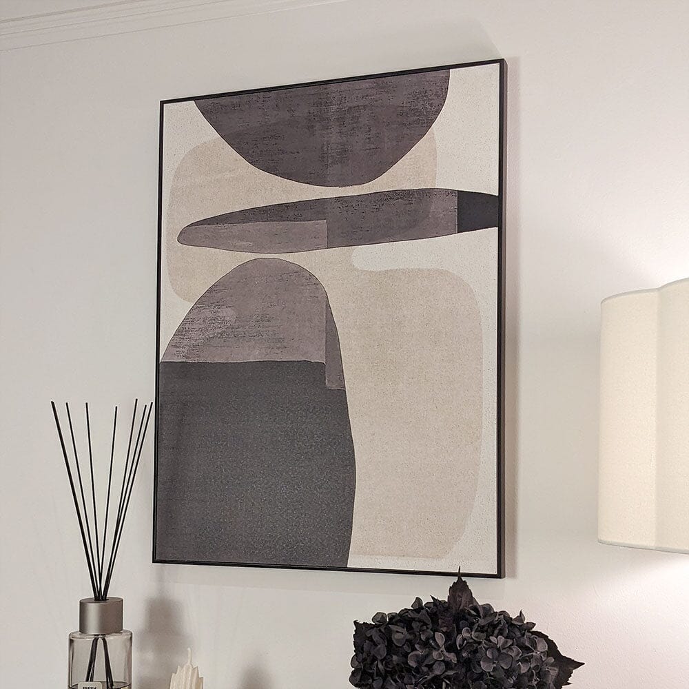Vinsi Stone & Black Abstract Canvas Wall Art
