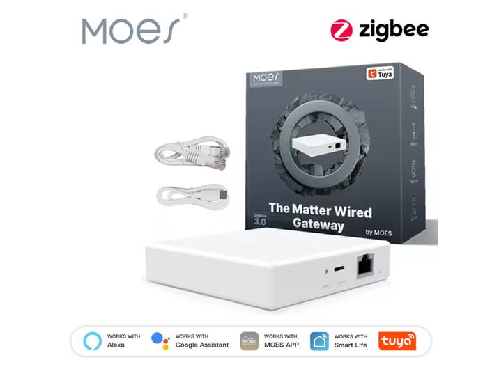 Passerelle intelligente MOES Tuya Zigbee Matter Thread, Hub Matter pour la maison intelligente, prend en charge la commande vocale Siri Homekit Smartthings Google Alexa
