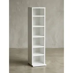 CD-Regal – Weiß, Holz, 21x90x20 cm, 6 Fächer, offen, schmal
