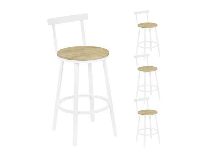Tabouret de Bar Lot de 4 - WOLTU Tabouret Haut - Métal et MDF - Chêne Clair W0ATT0914-4