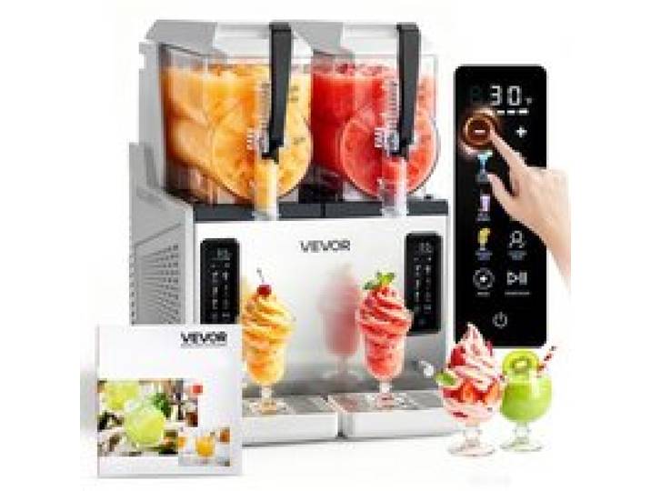 VEVOR Machine à Granité 2x3 L, Machine à Boissons Glacées Autonettoyante, pour Granitas Margarita Milk-shake Restaurant Café Bar Maison, Distributeur de Boissons Frappées avec 5 Programmes Prédéfinis