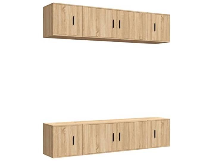 GHVBNMF 6-TLG TV-Schrank Set Wandmontage Sonoma-Eiche Holzwerkstoff Flexibles Hängeboard für Wohnzimmer & Schlafzimmer mit viel Stauraum für Receiver & Medien.