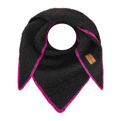 Dreieckstuch ZWILLINGSHERZ "Teddy Stitch", Damen, schwarz, Obermaterial: 100% Polyester, Modetücher, weiche Teddy-Struktur, Ziernaht-Rand, klassische Dreiecksform