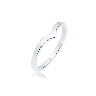 Silberring ELLI "Ring V-Stacking Geo Trend Blogger 925 Sterling Silber" Gr. 54, silber, Fingerringe, Damen, 54, Silber 925 (Sterlingsilber), Silberring