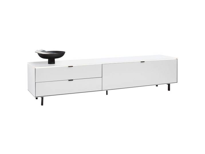 Dieter Knoll Lowboard, Weiss, Metall, Eiche, furniert, 2 Schublade(n) Schubladen, F, 216.8x50.1x46 cm, Fsc, Made in Croatia, Beimöbel erhältlich, Beleuchtung, in verschiedenen Holzdekoren erhältlich, Wohnzimmer, TV Möbel, Lowboards